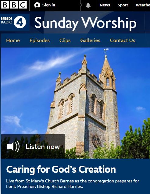 BBC Radio 4 Sunday Worship live from St Mary’s Barnes