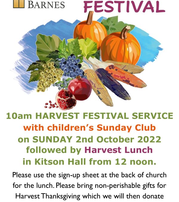 Harvest Festival 2nd October 2022