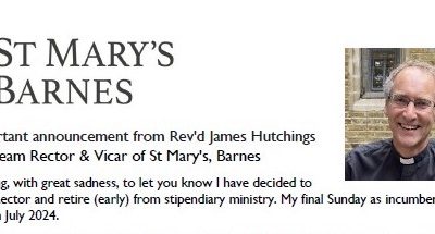 Rev’d James Hutchings Important Announcement