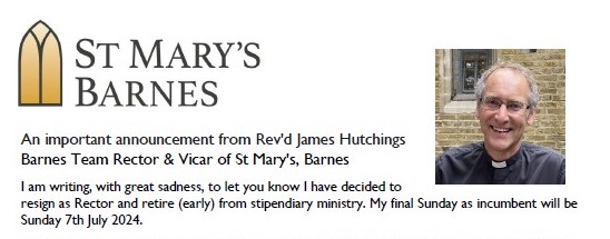 Rev’d James Hutchings Important Announcement