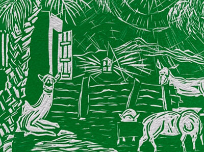 Animals at the Stable (green version)