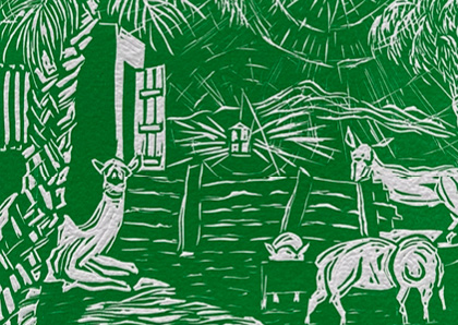 Animals at the Stable (green version)
